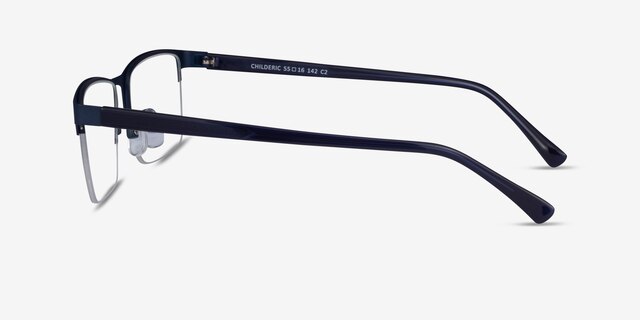 Childeric Bleu marine MétalMontures de lunettes de vue d'EyeBuyDirect, Vue de Côté