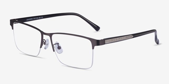 Childeric Gunmetal MetalEyeglass Frames from EyeBuyDirect, Angle View