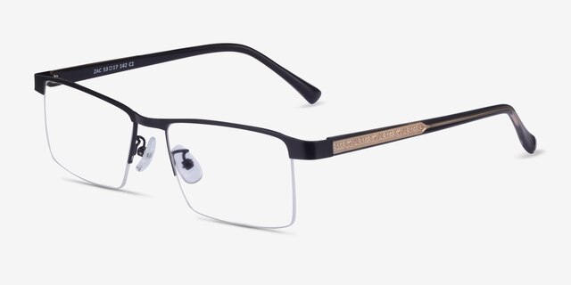 Zac Black Gold MétalMontures de lunettes de vue d'EyeBuyDirect, Vue d'Angle