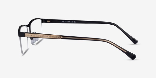Zac Black Gold MétalMontures de lunettes de vue d'EyeBuyDirect, Vue de Côté
