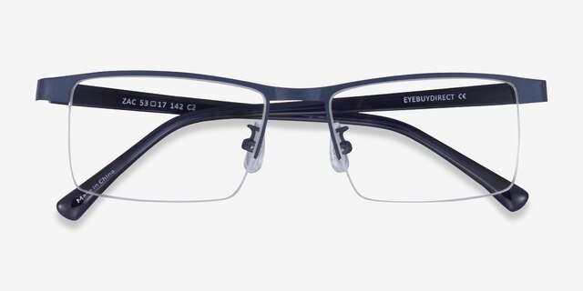 Zac Bleu MétalMontures de lunettes de vue d'EyeBuyDirect, Vue Rapprochée