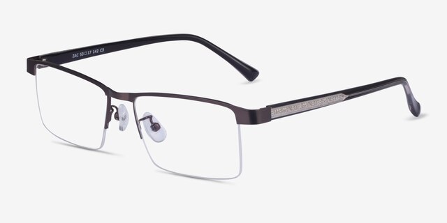 Zac Gunmetal MetalEyeglass Frames from EyeBuyDirect, Angle View