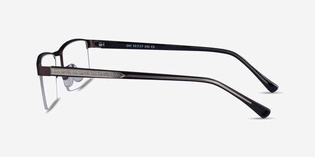 Zac Gunmetal MetalEyeglass Frames from EyeBuyDirect, Side View
