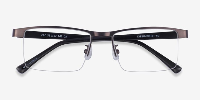 Zac Gunmetal MetalEyeglass Frames from EyeBuyDirect, Closed View