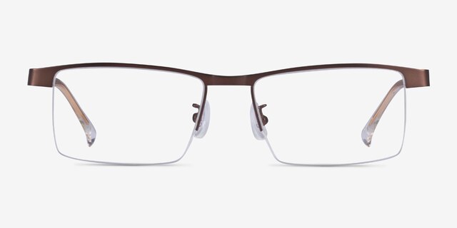 Zac Coffee Gold MetalEyeglass Frames from EyeBuyDirect, Front View