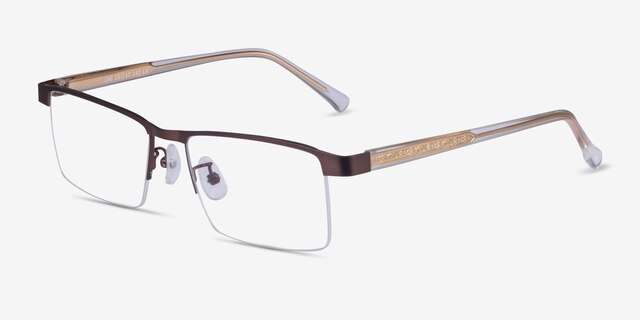Zac Coffee Gold MetalEyeglass Frames from EyeBuyDirect, Angle View