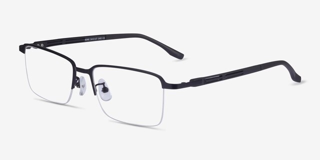 Nine Black MetalEyeglass Frames from EyeBuyDirect, Angle View