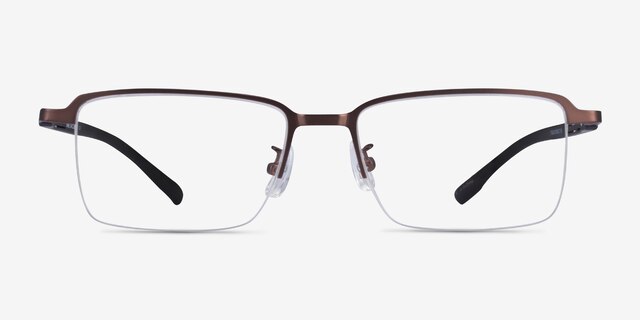 Nine Coffee Black MetalEyeglass Frames from EyeBuyDirect, Front View