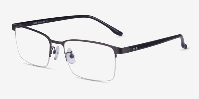 Thesis Gunmetal Black MetalEyeglass Frames from EyeBuyDirect, Angle View