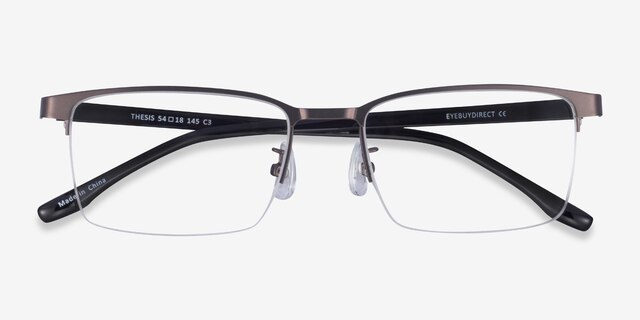 Thesis Gunmetal Black MetalEyeglass Frames from EyeBuyDirect, Closed View