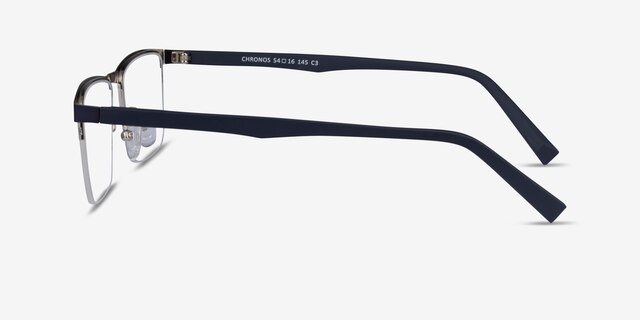 Chronos Blue Silver MetalEyeglass Frames from EyeBuyDirect, Side View