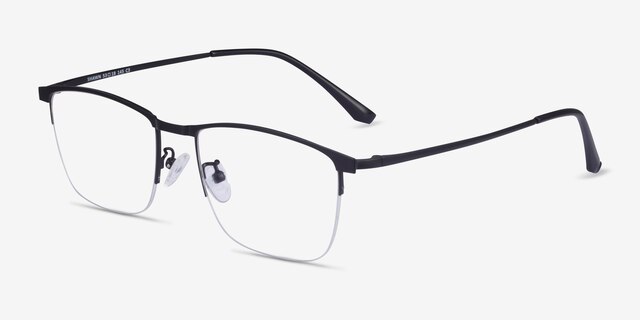 Shawn Matte Black MetalEyeglass Frames from EyeBuyDirect, Angle View