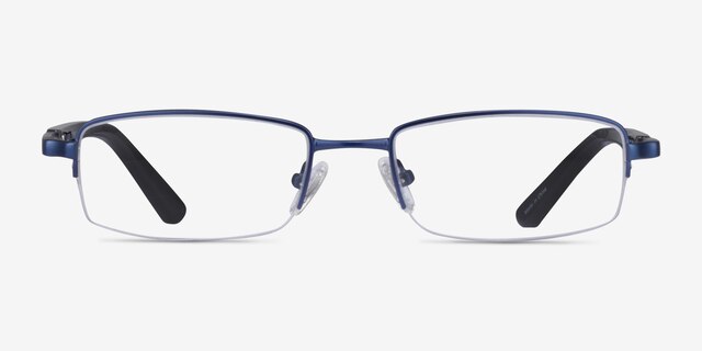 Cleo Matte Blue MetalEyeglass Frames from EyeBuyDirect, Front View