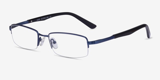 Cleo Matte Blue MetalEyeglass Frames from EyeBuyDirect, Angle View
