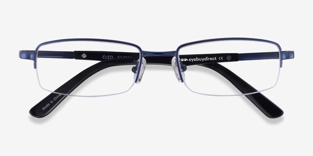 Cleo Matte Blue MetalEyeglass Frames from EyeBuyDirect, Closed View