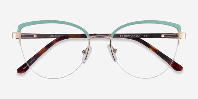 Anacostia Green Gold MetalEyeglass Frames from EyeBuyDirect, Closed View
