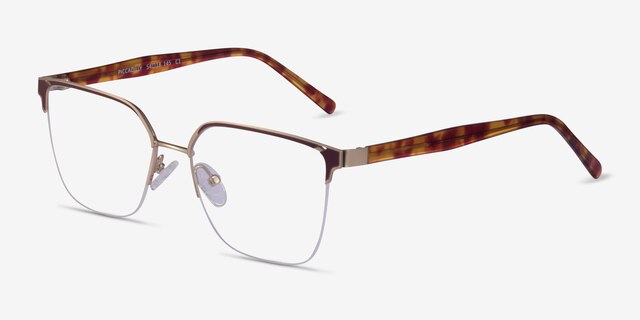Piccadilly Gold Burgundy AcetateEyeglass Frames from EyeBuyDirect, Angle View