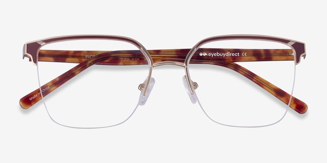 Piccadilly Gold Burgundy AcetateEyeglass Frames from EyeBuyDirect, Closed View