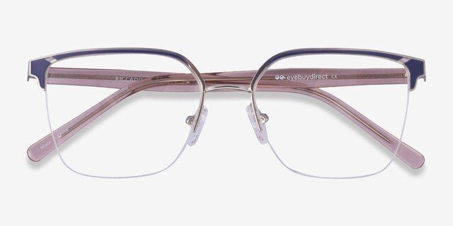 Piccadilly Silver Dark Blue AcetateEyeglass Frames from EyeBuyDirect, Closed View