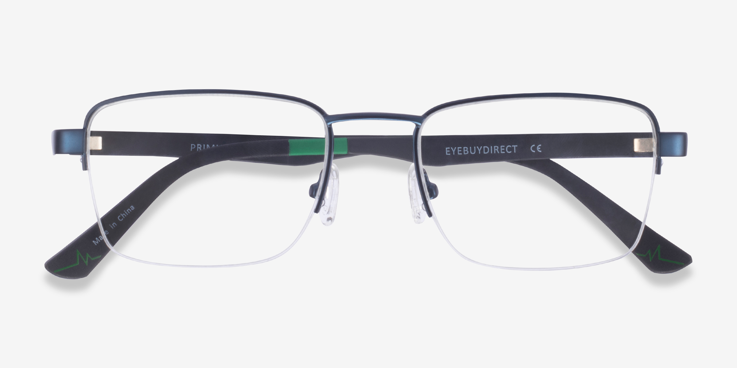 Primus Rectangle Navy Semi Rimless Eyeglasses Eyebuydirect