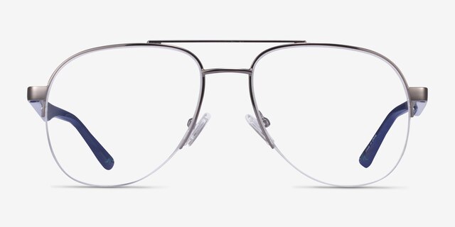Hydroflux Gunmetal MetalEyeglass Frames from EyeBuyDirect, Front View