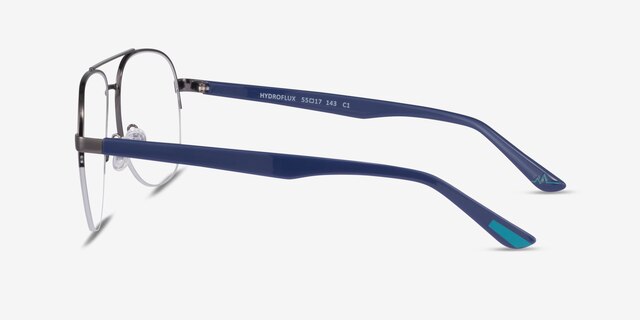 Hydroflux Gunmetal MetalEyeglass Frames from EyeBuyDirect, Side View