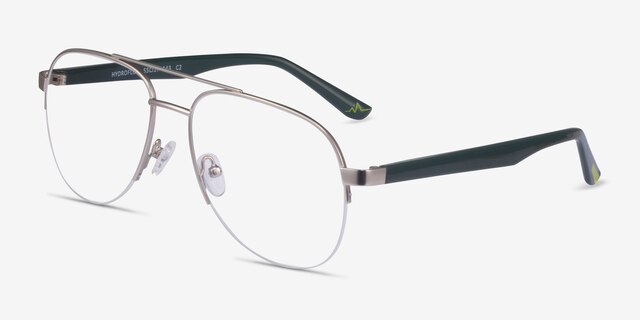 Hydroflux Silver MetalEyeglass Frames from EyeBuyDirect, Angle View