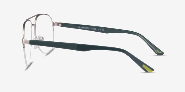 Hydroflux Silver MetalEyeglass Frames from EyeBuyDirect, Side View