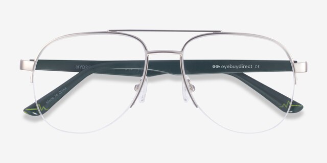 Hydroflux Silver MetalEyeglass Frames from EyeBuyDirect, Closed View
