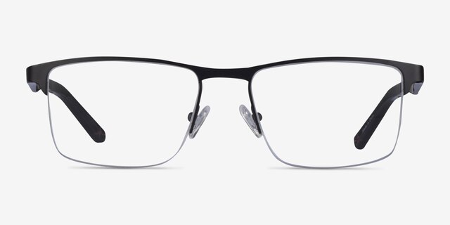 Kinetic Matte Black MetalEyeglass Frames from EyeBuyDirect, Front View