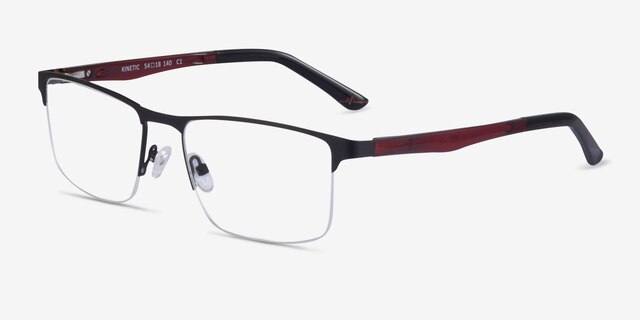 Kinetic Matte Black MetalEyeglass Frames from EyeBuyDirect, Angle View