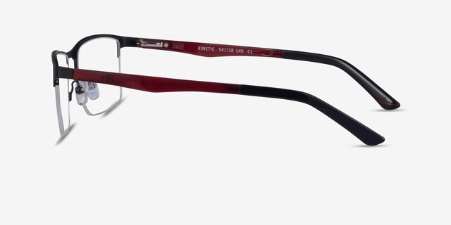 Kinetic Matte Black MetalEyeglass Frames from EyeBuyDirect, Side View