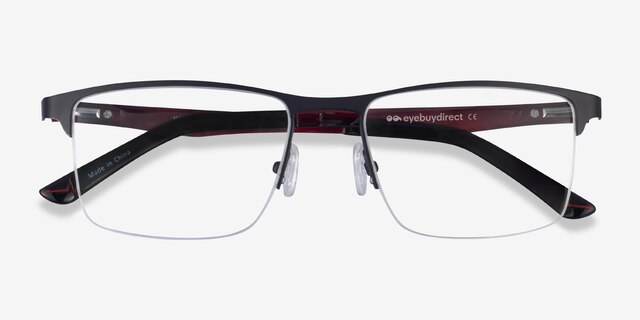 Kinetic Matte Black MetalEyeglass Frames from EyeBuyDirect, Closed View