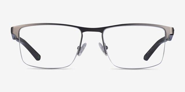 Kinetic Matte Gunmetal MetalEyeglass Frames from EyeBuyDirect, Front View
