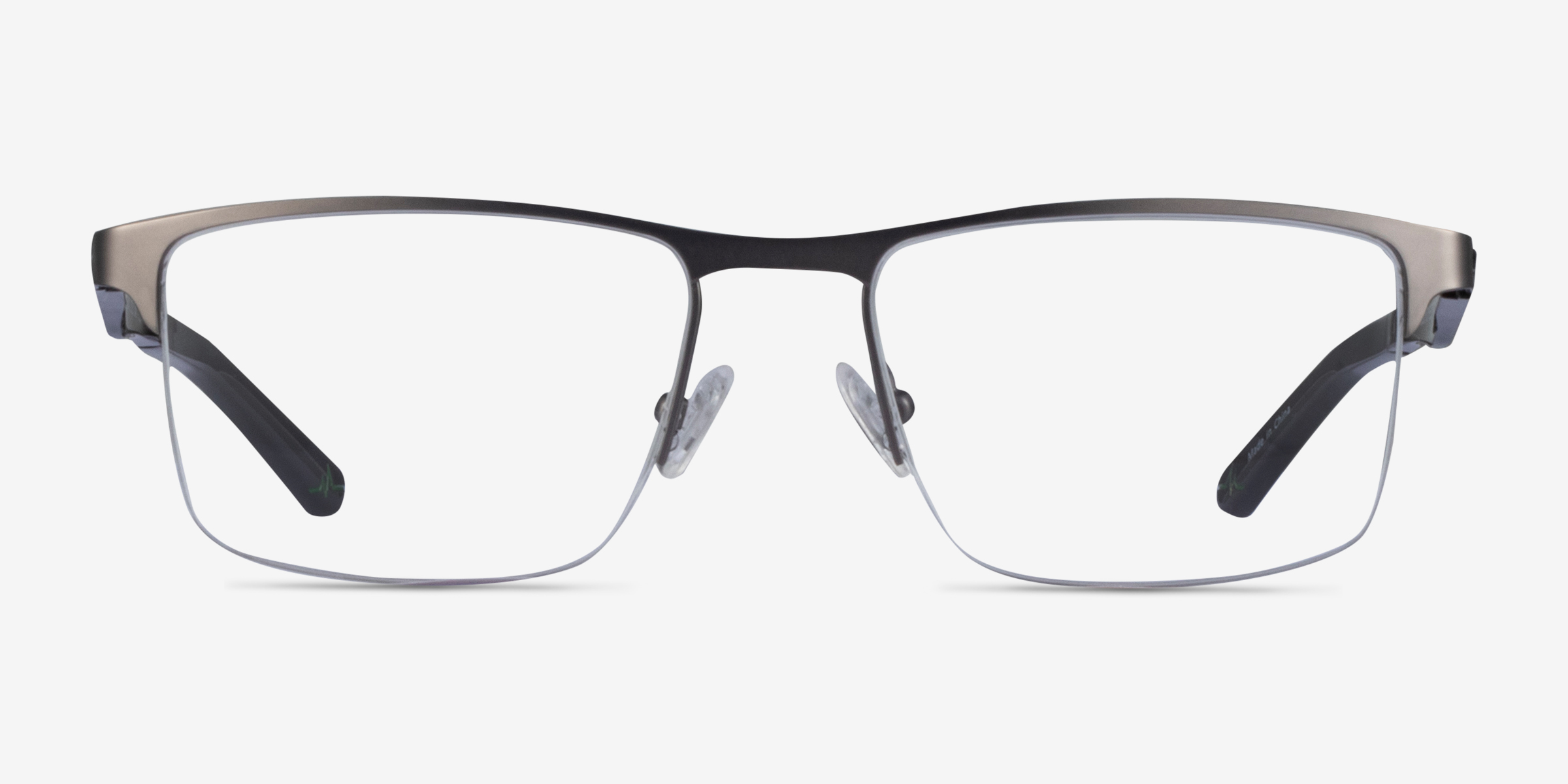 Kinetic Rectangle Matte Gunmetal Semi Rimless Eyeglasses | Eyebuydirect