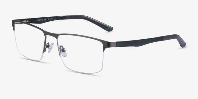 Kinetic Matte Gunmetal MetalEyeglass Frames from EyeBuyDirect, Angle View
