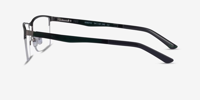 Kinetic Matte Gunmetal MetalEyeglass Frames from EyeBuyDirect, Side View