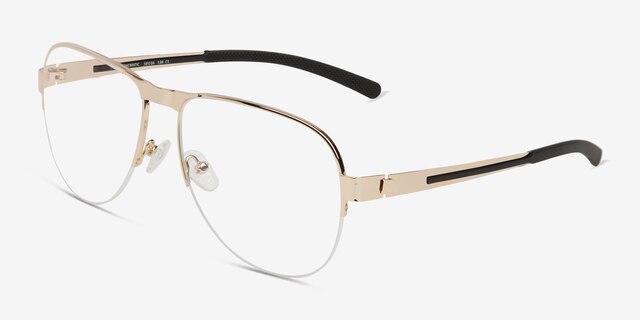 Schematic Gold MetalEyeglass Frames from EyeBuyDirect, Angle View