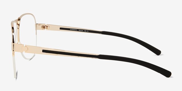 Schematic Gold MetalEyeglass Frames from EyeBuyDirect, Side View