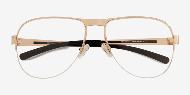 Schematic Gold MetalEyeglass Frames from EyeBuyDirect, Closed View