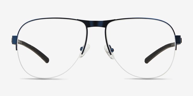 Schematic Blue MetalEyeglass Frames from EyeBuyDirect, Front View