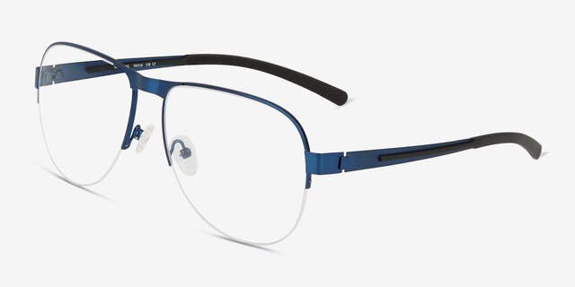 Schematic Blue MetalEyeglass Frames from EyeBuyDirect, Angle View