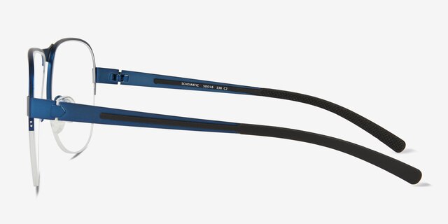Schematic Blue MetalEyeglass Frames from EyeBuyDirect, Side View