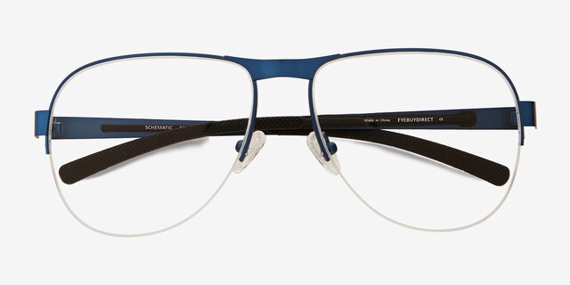 Schematic Blue MetalEyeglass Frames from EyeBuyDirect, Closed View