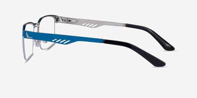 Taxi Blue Silver Black MetalEyeglass Frames from EyeBuyDirect, Side View