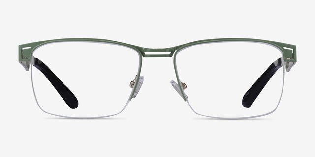 Taxi Green Silver Black MetalEyeglass Frames from EyeBuyDirect, Front View