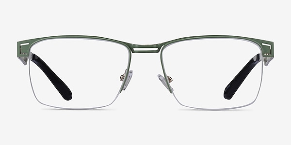 Taxi Green Silver Black Metal Eyeglass Frames
