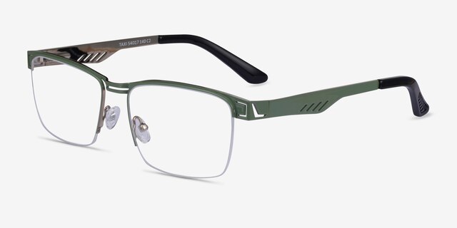 Taxi Green Silver Black MetalEyeglass Frames from EyeBuyDirect, Angle View