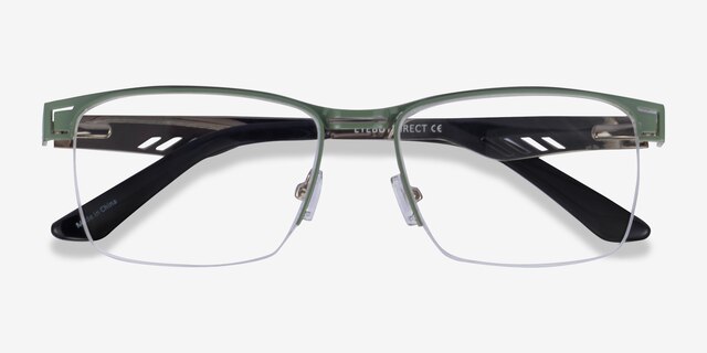 Taxi Green Silver Black MetalEyeglass Frames from EyeBuyDirect, Closed View