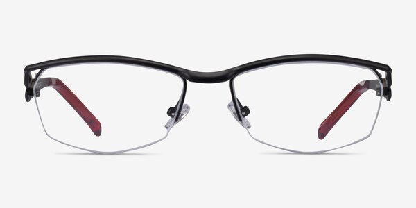 Tech Black Red Metal Eyeglass Frames